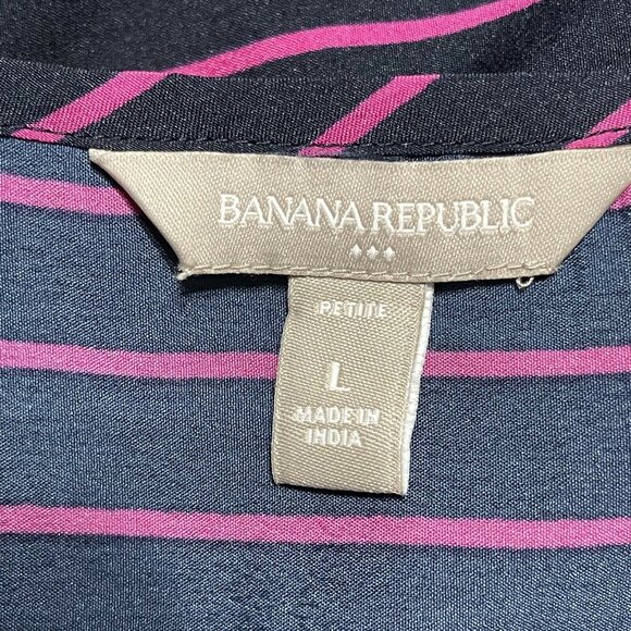 Banana Republic Womens Petite L Striped Sleeveless Split V Neck Top - Picture 4 of 11